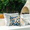 Blue & White Floral Butterflies Outdoor Printed Pillow Design by Yuri Khrushch, 18 x 7 x 18